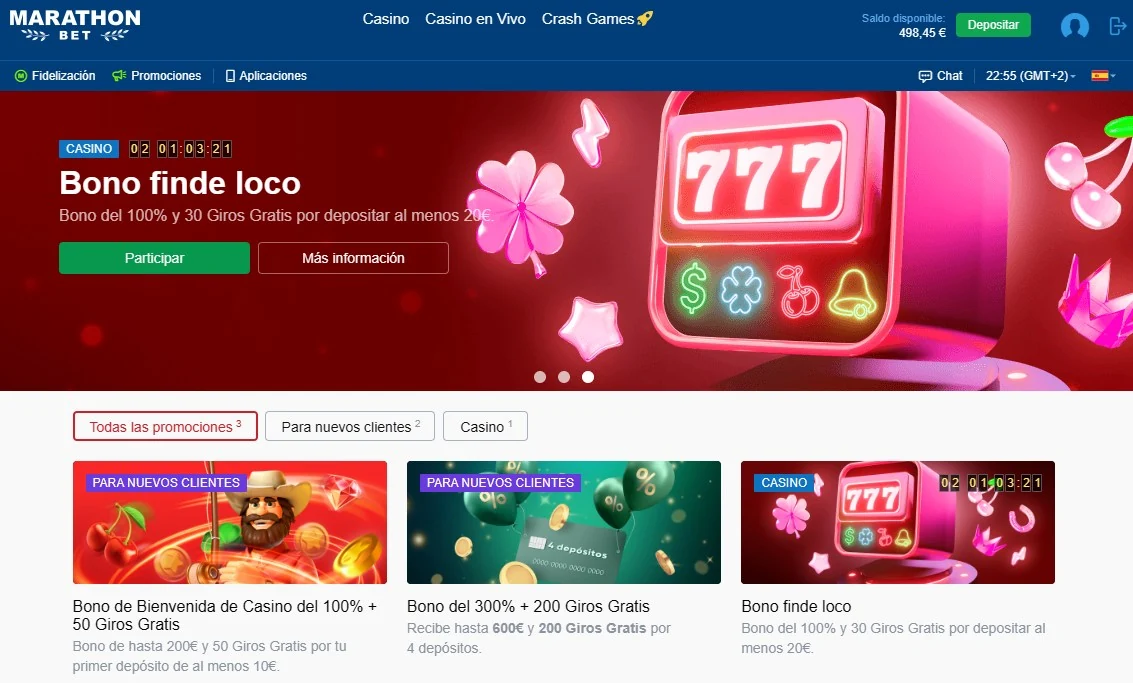 Bono Finde Loco Marathonbet Casino 100% y 30 Giros Gratis depositando mínimo 20€ en Wisdom of Athena 1000