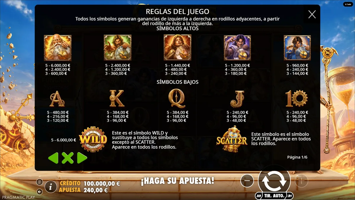 chronos sands of eternity demo gratis tabla de pagos simbolos altos y bajos