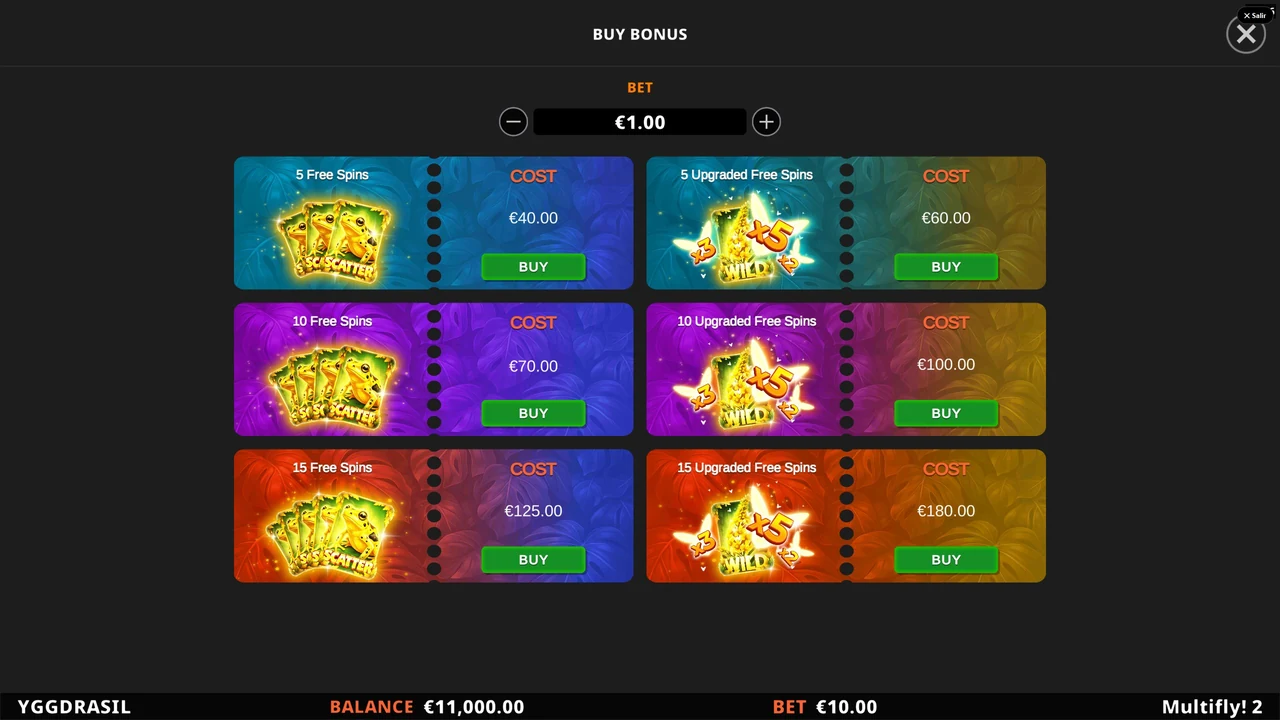 multifly 2 multimax demo gratis buy bonus - 5, 10, 15 giros gratis y upgraded con multiplicadores x5 desde 40€ a 180€