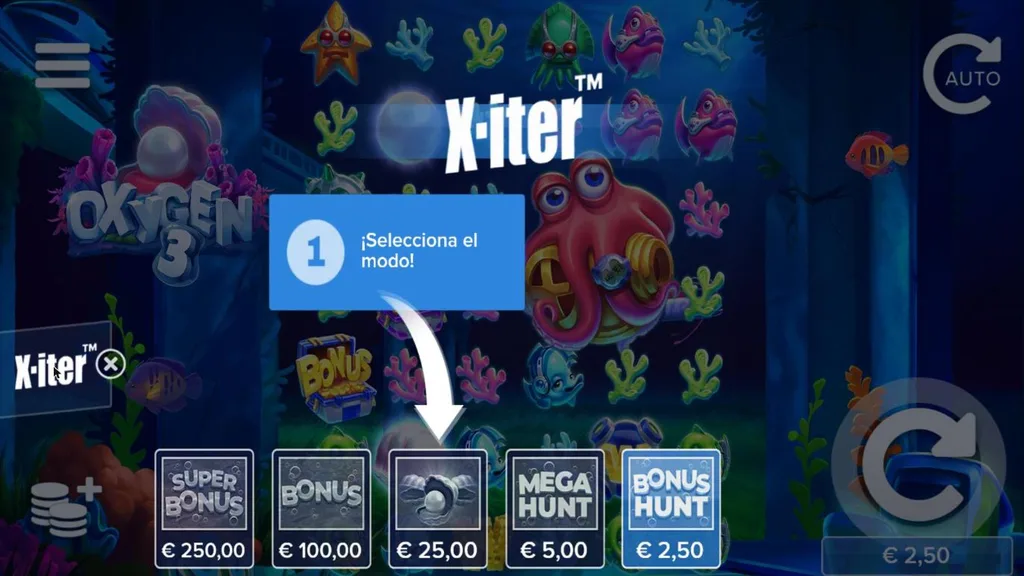Oxygen 3 demo gratis: compra de bono X-iter de 2,5x a 250x