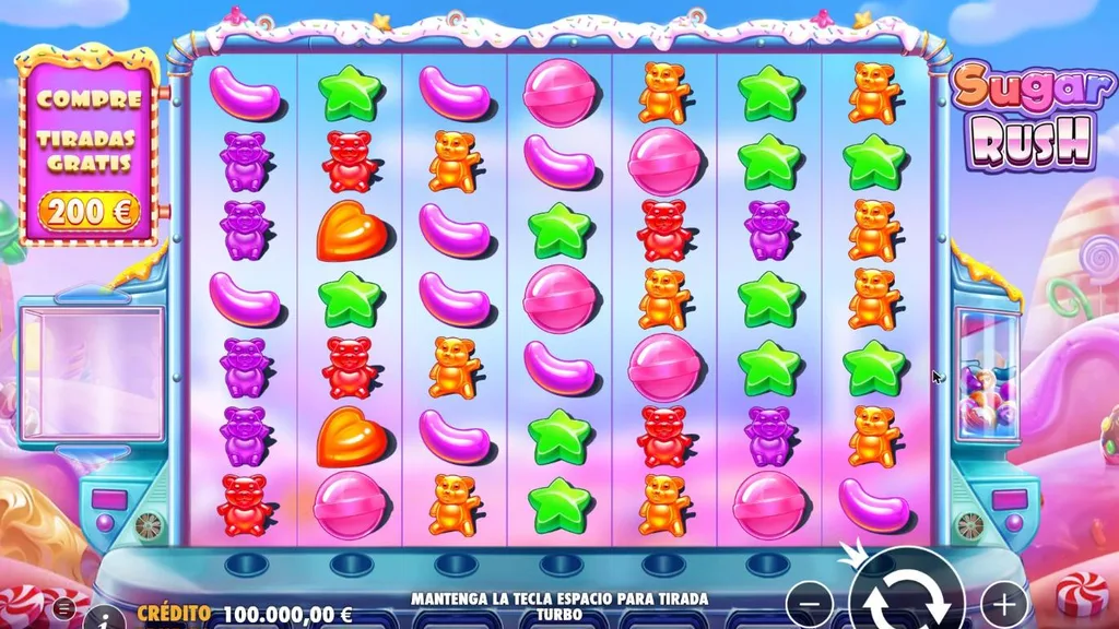Sugar Rush demo gratis: cuadrícula 7x7 y compra de tiradas gratis por 100x