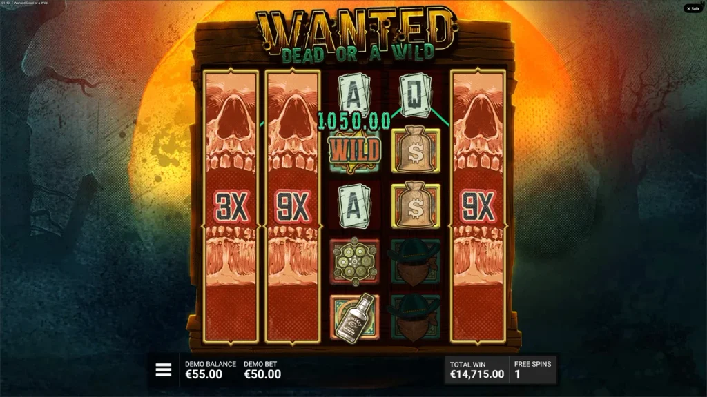 wanted dead or a wild demo gratis duelreels con multiplicadores 3x 9x y premio 1050 euros